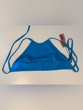 SKIMS Electric Blue High-Neck Bikini Top